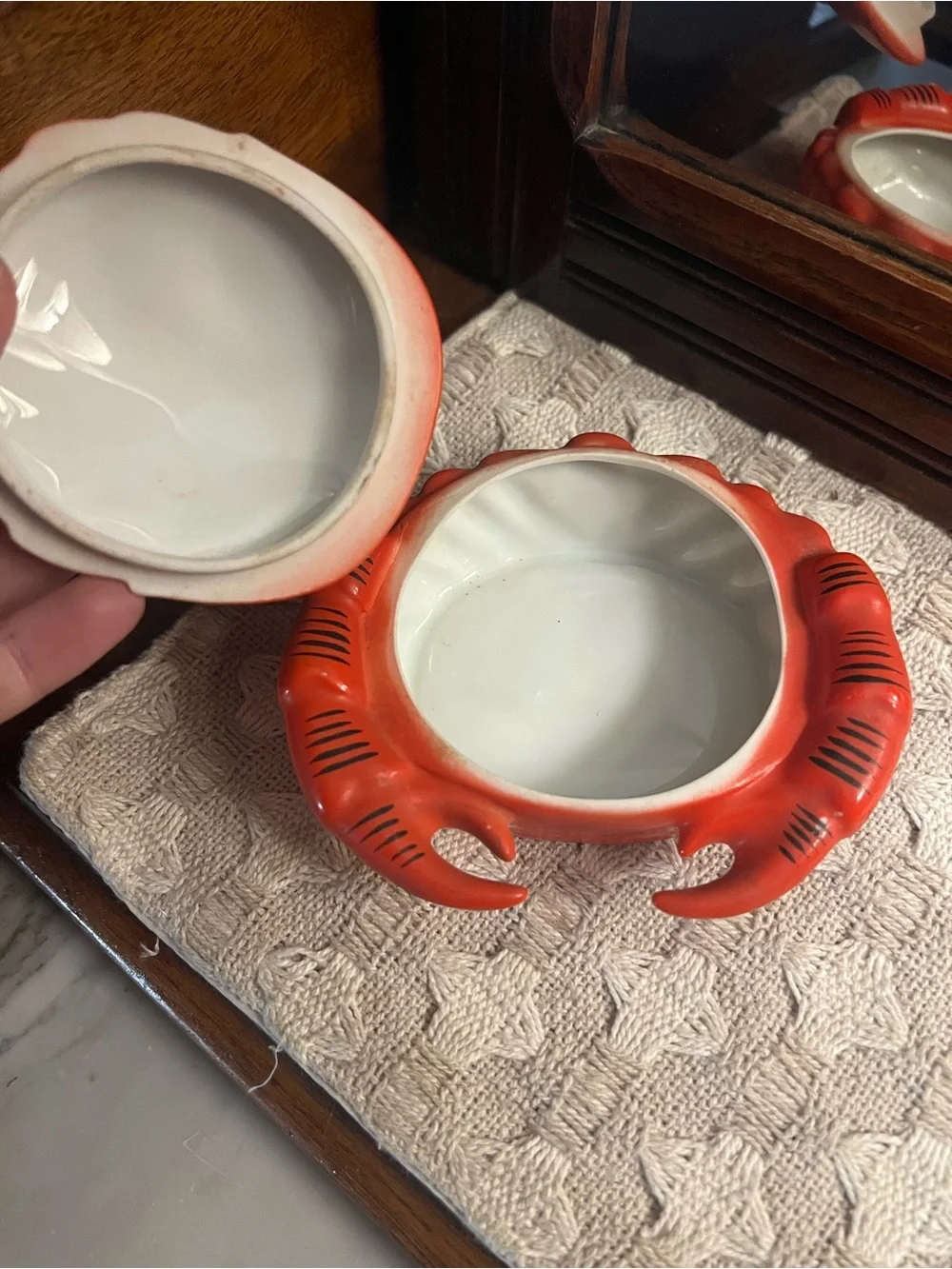 VINTAGE Mid Century Modern Lobster Crab Porcelain Dish Made in Czech Approx 5in.